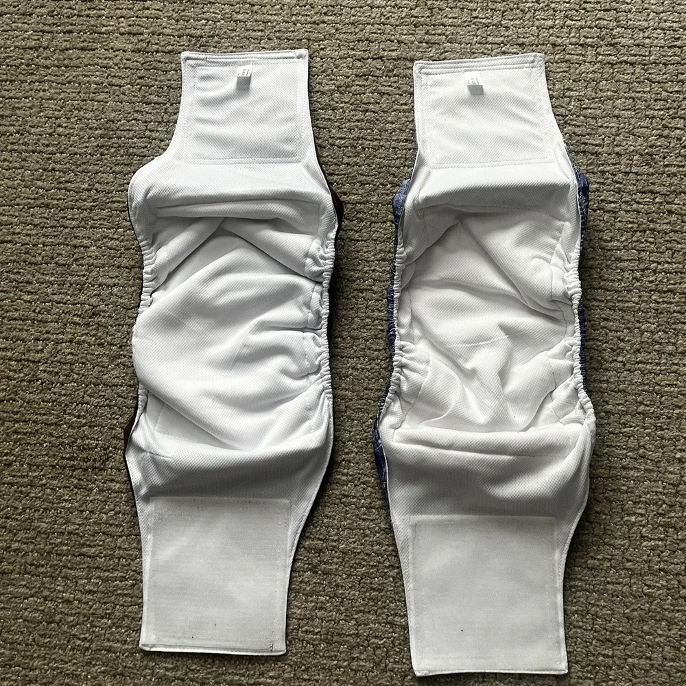 Teamoy Male Dog Belly‎ Bands Lot of 2 Washable Reusable Wrap Diapers Denim Brown